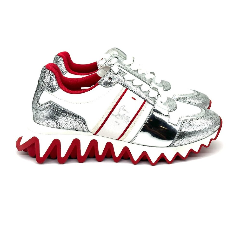 Christian Louboutin NASTROSHARK DONNA Metallic Leather Nylon Sneakers Shoes - Picture 11 of 16